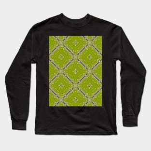 Lime Green Background with Maroon Diamond Pattern - WelshDesignsTP003 Long Sleeve T-Shirt